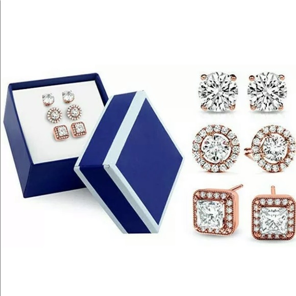 18K Rose Gold Plated Swarovski Crystals Earrings - Picture 4 of 7